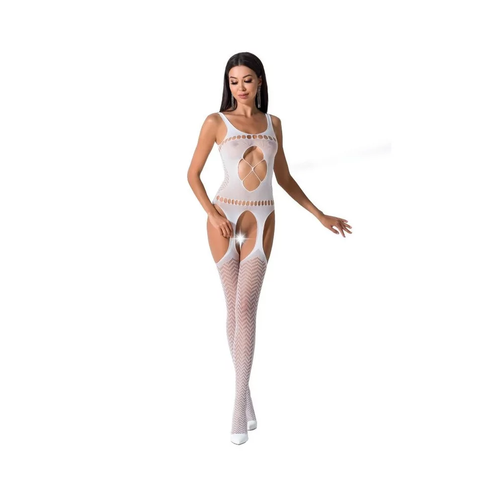 PASSION WOMAN BS057 BODYSTOCKING WHITE ONE SIZE