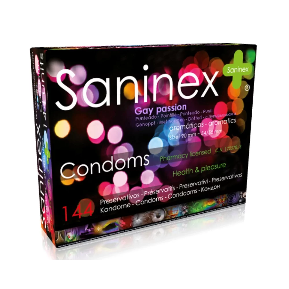 SANINEX CONDOMS GAY PASSION DOTTED 144 UNITS