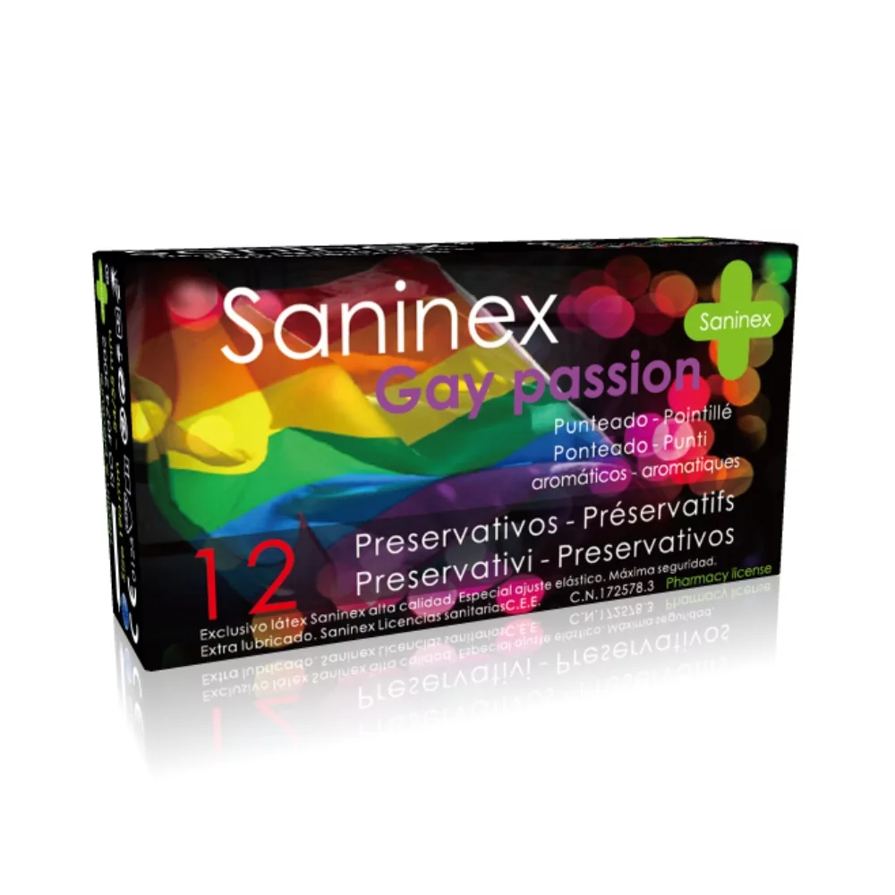 SANINEX CONDOMS GAY PASSION DOTTED 12 UNITS