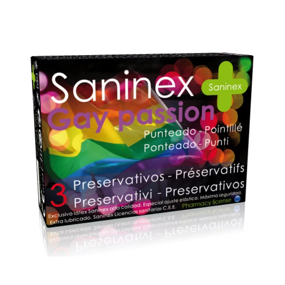 SANINEX CONDOMS GAY PASSION DOTTED 3 UNITS