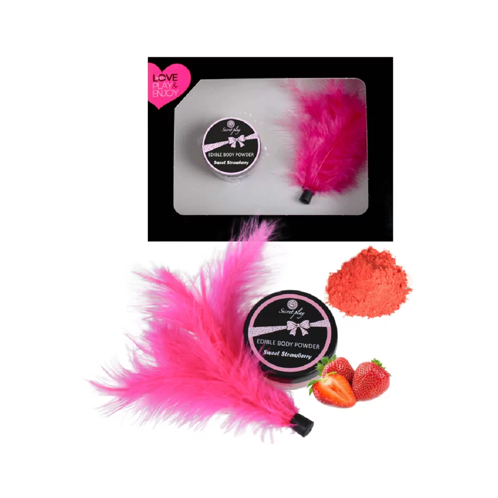 SECRETPLAY EDIBLE POWDER STRAWBERRY FLAVOR WITH FEATHER