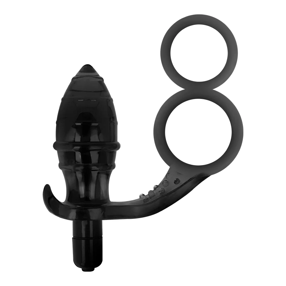 ADDICTED TOYS BUTT PLUG WITH COCK RING AND BALL-STRAP - BLACK