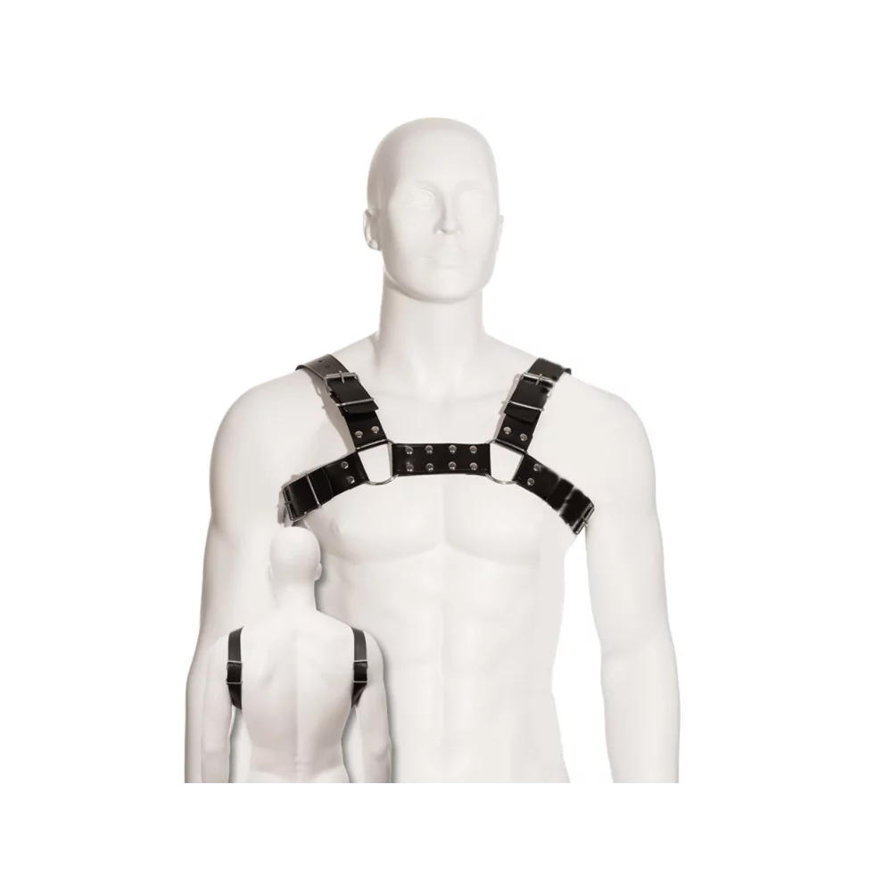 LEATHER BODY BLACK BULL DOG HARNESS - LEATHER BODY
