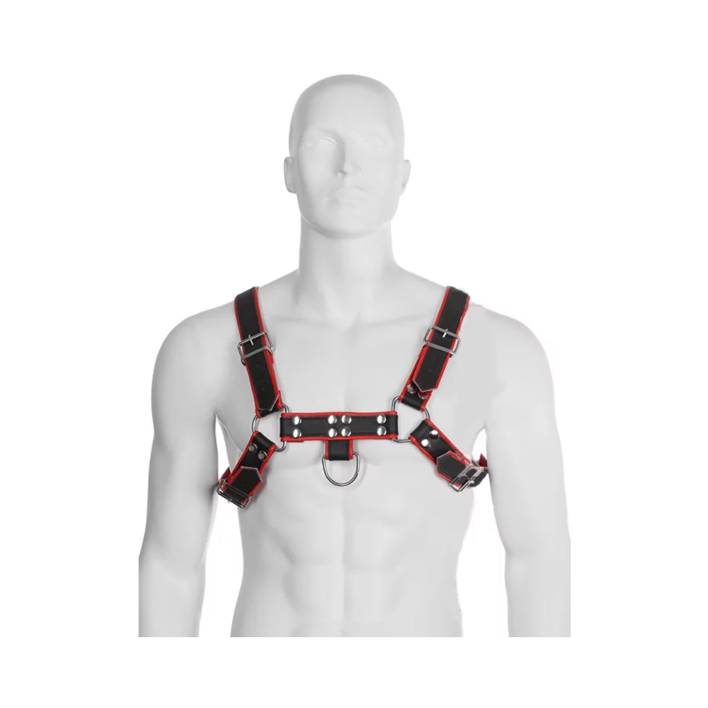 LEATHER BODY CHAIN HARNESS III BLACK / RED - LEATHER BODY