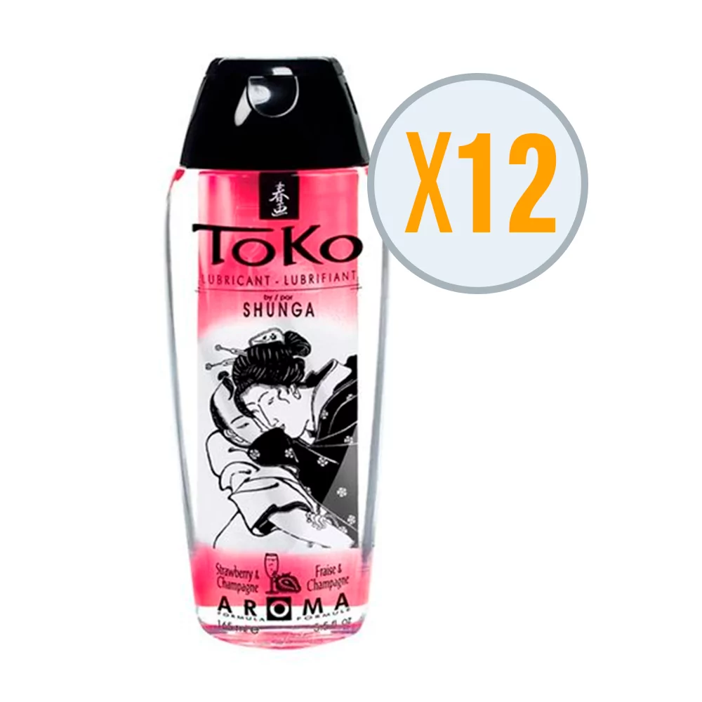 SHUNGA TOKO AROMA LUBRICANT STRAWBERRY AND CHAMPAGNE, PACK 12 UDS