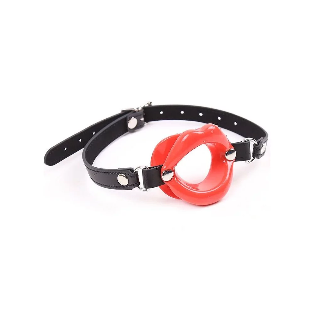 OHMAMA FETISH RED LIPS GAP WITH PU STRAP