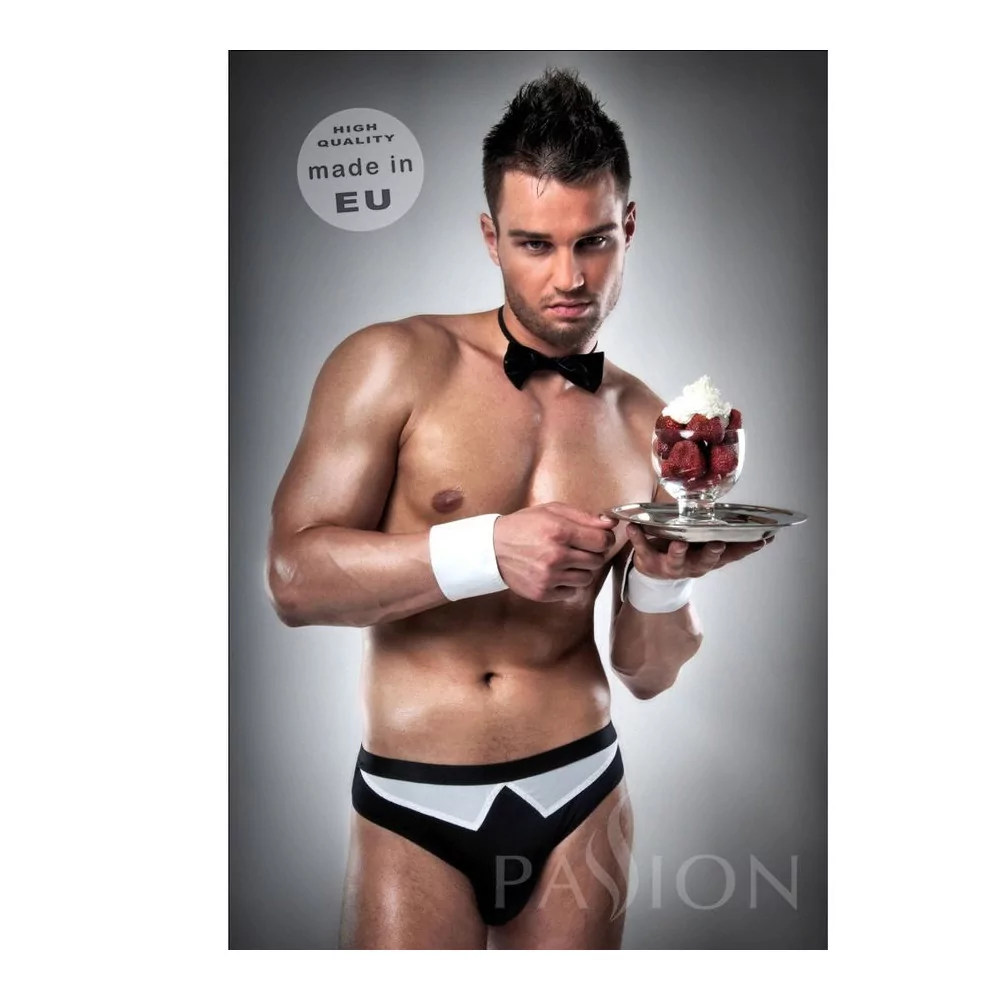WAITER OUTFIT S BLACK / WHITE  BY PASSION MEN LINGERIE S/M