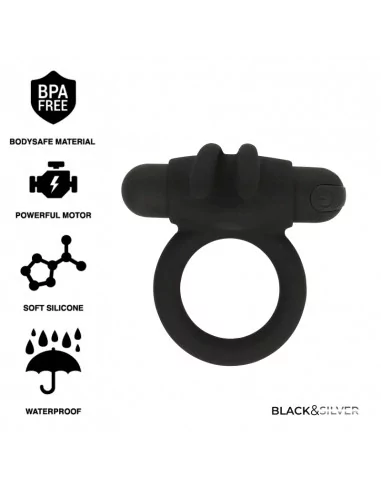BLACK&SILVER AGRON COCK RING