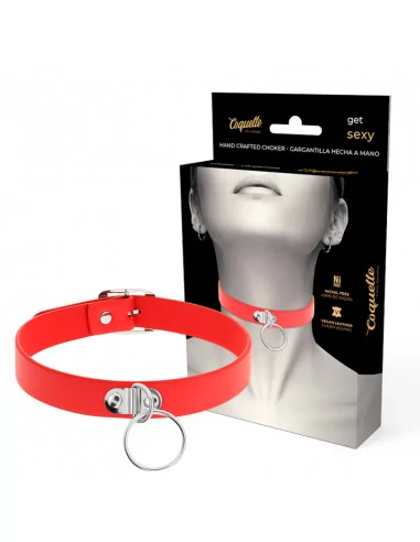 COQUETTE HAND CRAFTED CHOKER FETISH - RED