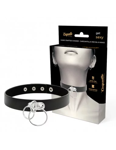 COQUETTE HAND CRAFTED CHOKER VEGAN LEATHER  - DOUBLE RING