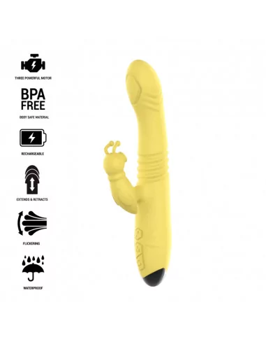 INTENSE - IGGY MULTIFUNCTION RECHARGEABLE VIBRATOR UP & DOWN WITH CLITORAL STIMULATOR YELLOW